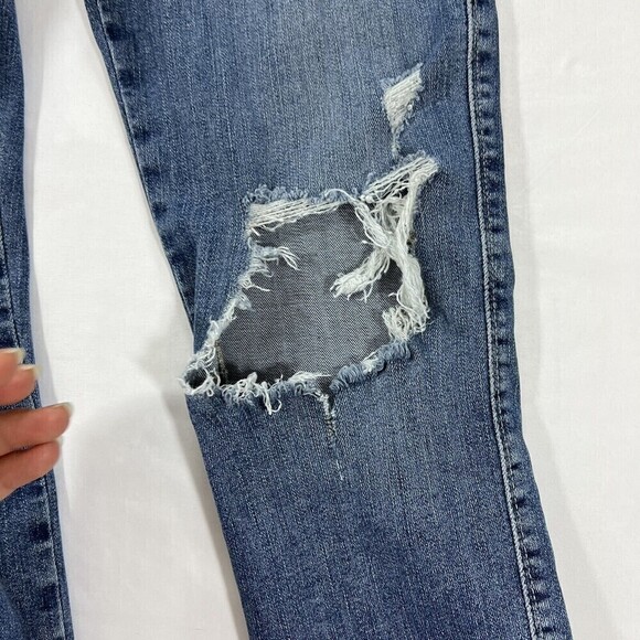 Frame Denim Le High Blue Stretch Skinny Distressed LHSK899 Size 26 - Picture 4 of 14